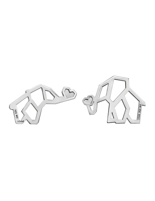 Broqueles de elefante Anamora Por Tanya Moss Origami de plata P 925 con acabado plateado