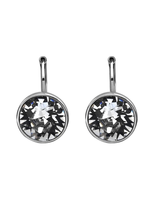 Aretes circulares Ocean Heart Elegance con acabado baño de oro blanco cristal
