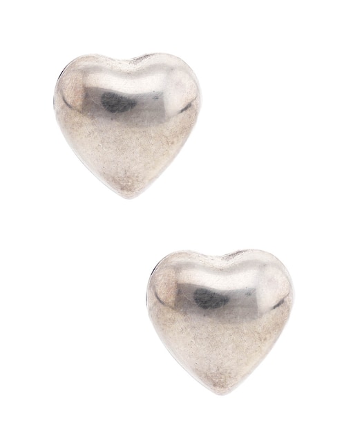 Aretes cortos de corazón de plata P925 con acabado brillante 1