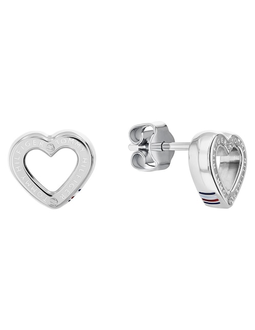 Aretes de corazón Tommy Hilfiger Toggle Heart con acabado brillante