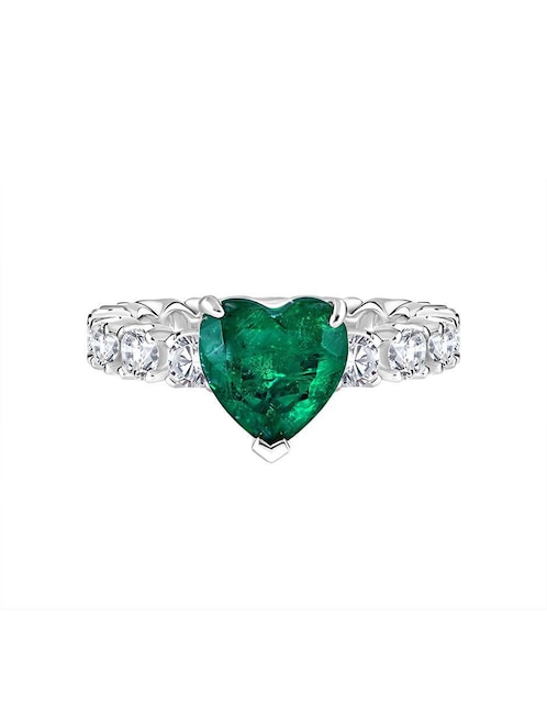 Anillo de corazón Gladkova Joyería P 925 de plata esmeralda brillante