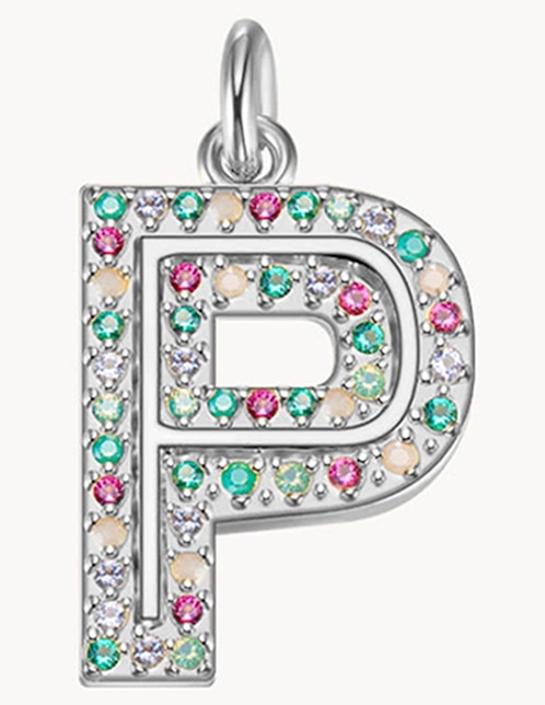 Dije de letra p classic de plata P 925 circonita 1