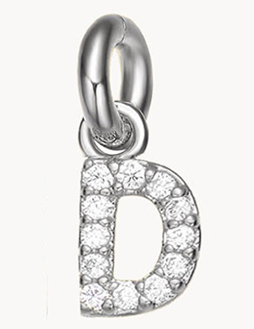 Charm de letra d de plata P 925 circonita 1