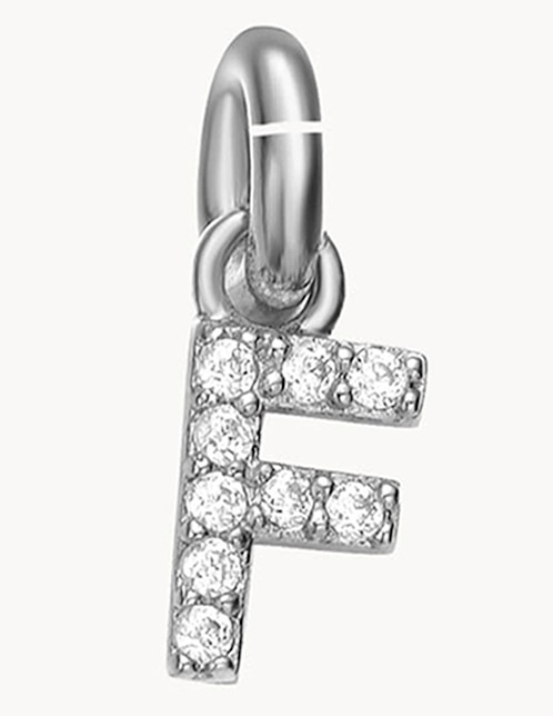 Charm de letra f classic de plata P 925 circonita 1