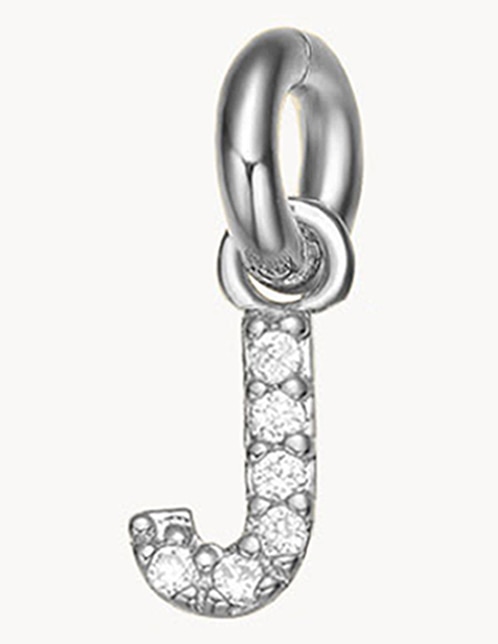 Charm de letra j classic de plata P 925 circonita 1