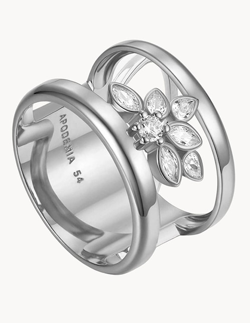 Anillo de flor P 925 de plata circonita brillante 1