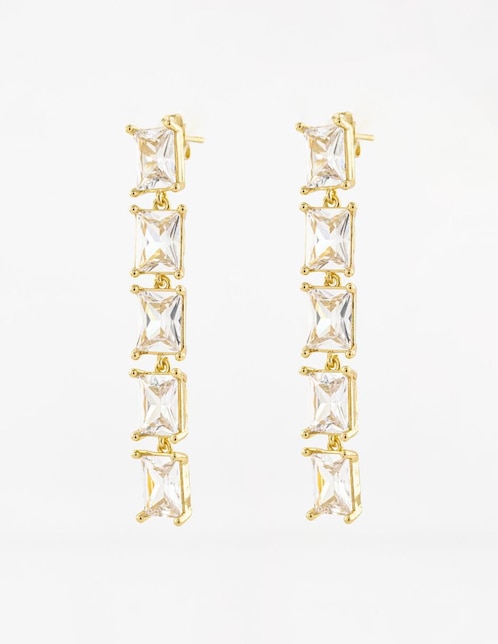 Aretes rectangulares The Golden Store Única con acabado chapa de oro