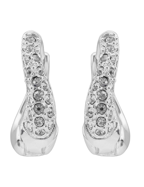 Aretes huggies Nine West Twisted Crystal Stones con acabado pavé
