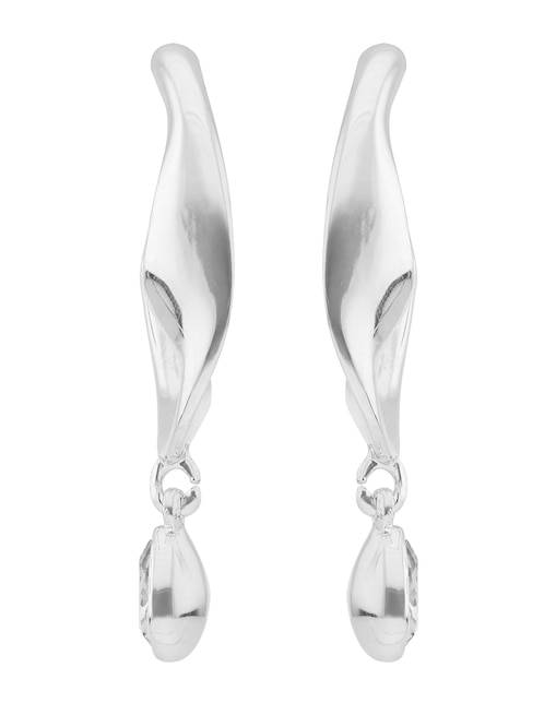 Aretes largos Nine West Twisted Crystal Stones con acabado brillante zirconia