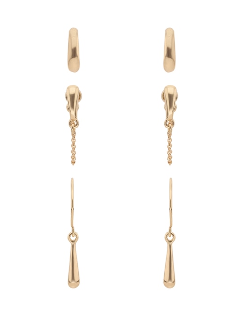 Set de aretes Nine West Gold Teardrop con acabado brillante