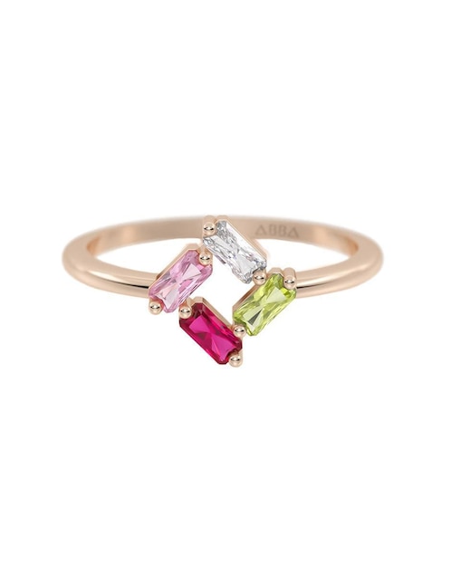 Anillo cuadrado 10 k de oro zirconia brillante 1