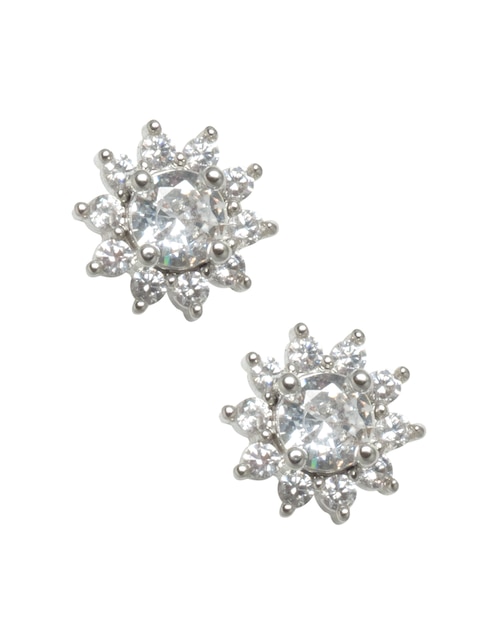 Broqueles de flor Westies con acabado pavé zirconia