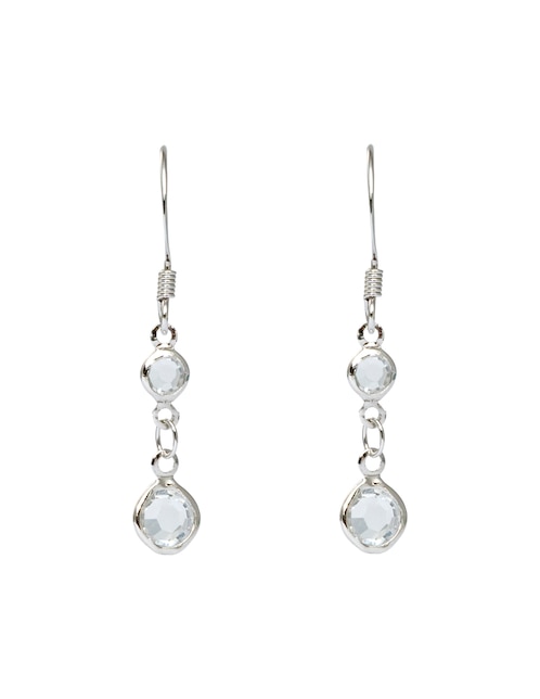 Aretes circulares con acabado baño rodio cristal 1