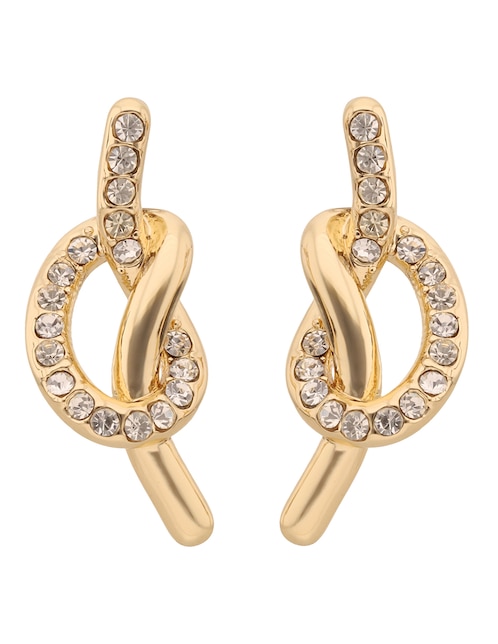 Aretes largos de nudo Lucy con acabado pavé cristal 1