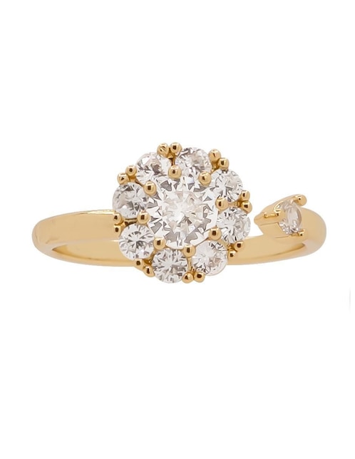 Anillo de flor Oro Angelus zirconia brillante