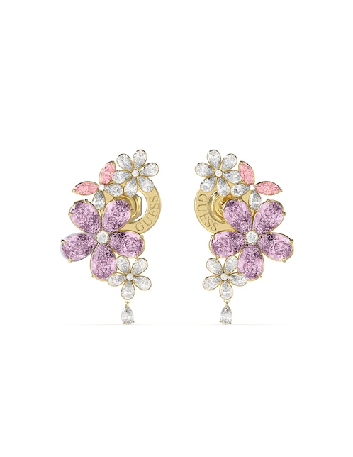 Aretes de flor Guess Lily con acabado brillante circonita