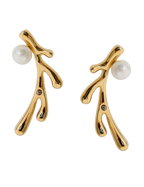 Aretes de cuerno Sofia Blum de plata P 925 con acabado chapa de oro perla