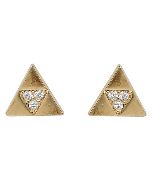 Aretes triangulares Sofia Blum de plata P 925 con acabado chapa de oro circonita