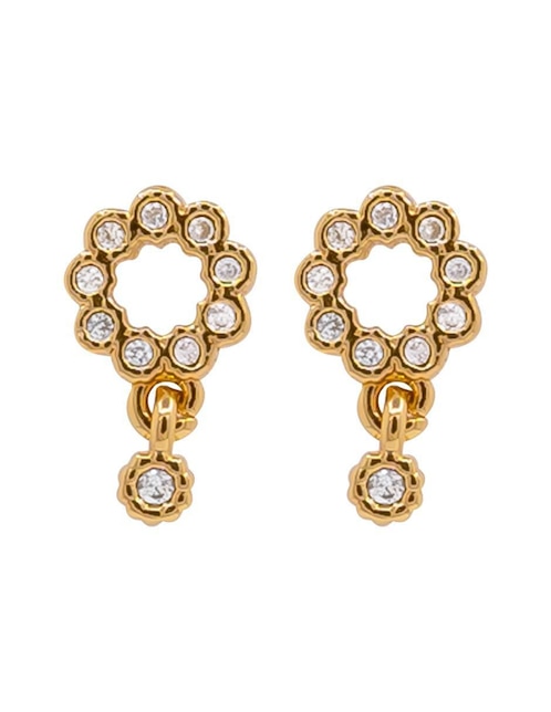 Aretes circulares Oro Angelus con acabado pavé zirconia