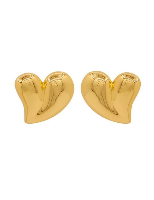 Aretes de corazón Oro Angelus con acabado brillante