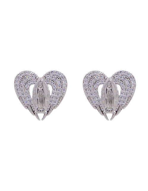 Aretes de corazón Oro Angelus con acabado brillante zirconia