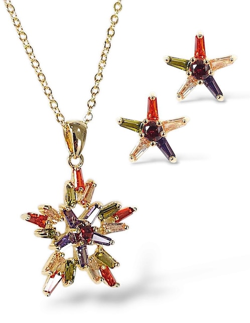Aretes y collar de estrella Og de zirconia