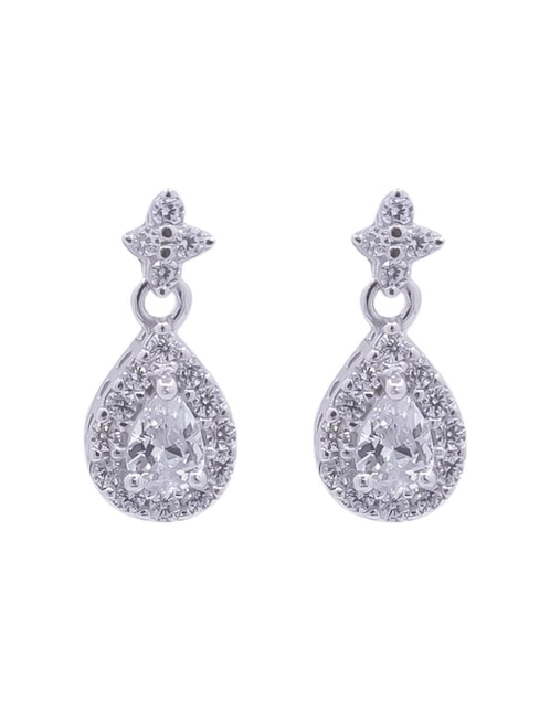 Set de aretes de gota Oro Angelus de plata P 925 con acabado pavé zirconia