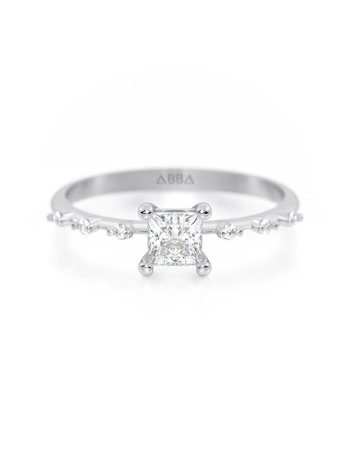 Anillo cuadrado 10 k de oro zirconia brillante 1