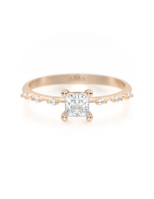 Anillo cuadrado 14 k de oro zirconia brillante 1