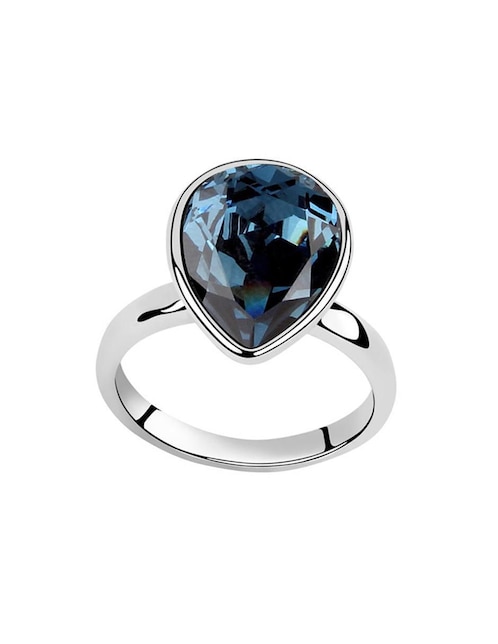 Anillo con gema ovalado Ocean Heart Elegance cristal con acabado baño de oro blanco