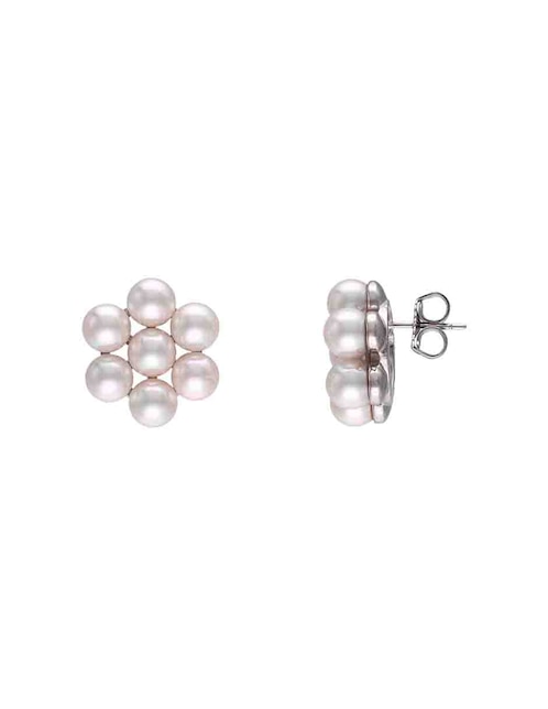 Aretes de flor Majorica Kate de plata P 925 con acabado lustre perla