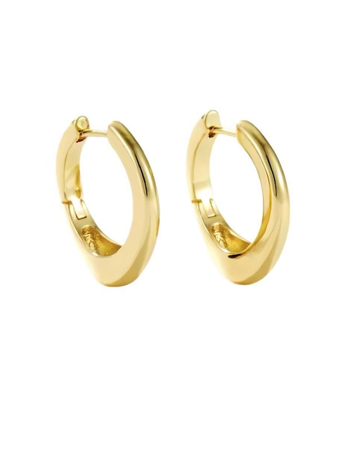 Aretes de aro redondos Mink de plata P 925 con acabado brillante