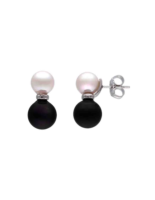 Aretes circulares Twins & Triplets de plata P 925 con acabado lustre perla 1