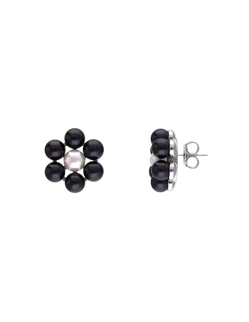 Aretes circulares Majorica Kate de plata P 925 con acabado lustre perla