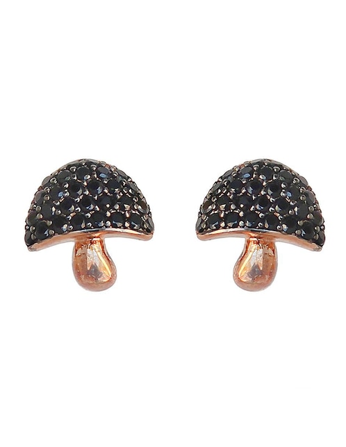 Aretes Sofia Blum de plata P 925 con acabado baño de oro rosa circonita