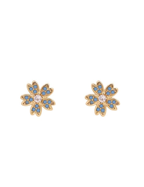 Aretes de flor Oro Angelus con acabado brillante zirconia