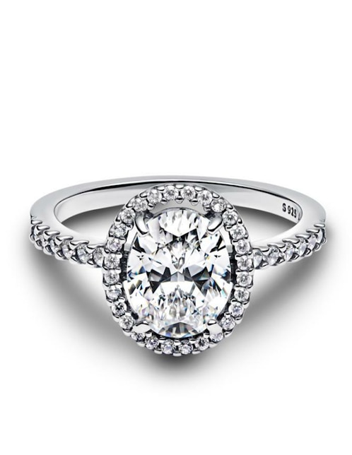 Anillo ovalado Pandora Timeless P 925 de plata zirconia cúbica brillante