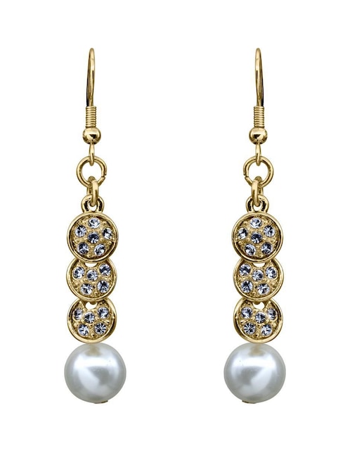 Aretes redondos Ocean Heart Elegance con acabado baño de oro cristal