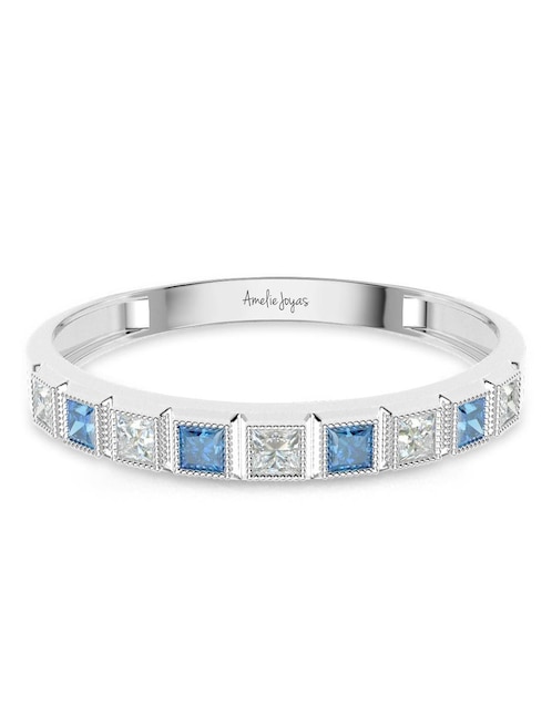 Anillo cuadrado Amelie Joyas 14 k de oro zirconia pulido