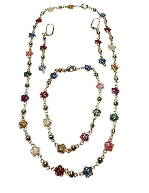 Aretes, collar y pulsera de flor Limerence by Claudia Herrera Floral
