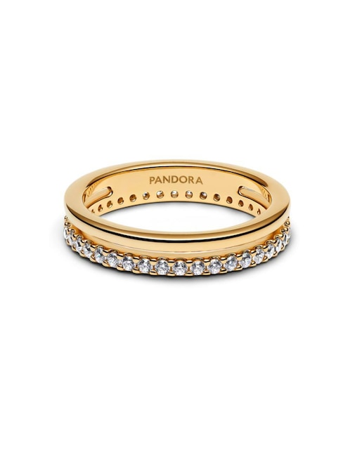 Anillo Pandora Timeless de plata P 925 zirconia cúbica con acabado baño de oro