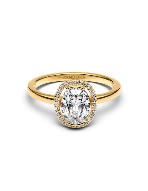 Anillo ovalado Pandora Timeless de plata P 925 zirconia cúbica con acabado baño de oro