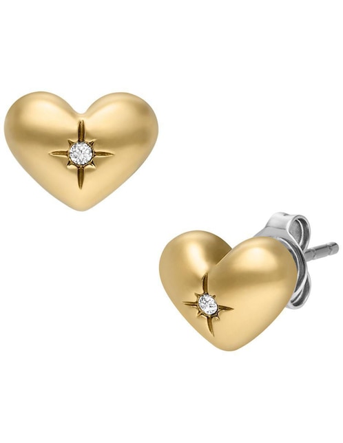Broqueles de corazón Fossil Sadie con acabado brillante zirconia