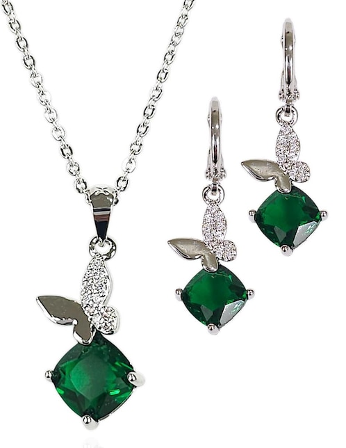 Aretes y collar zirconia 1