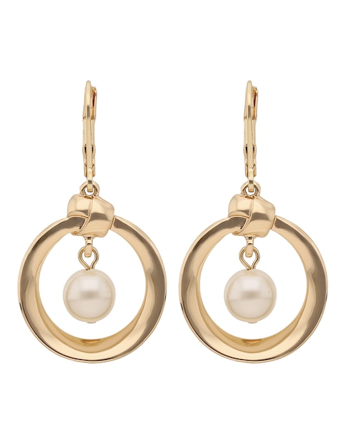 Aretes circulares Layered Luxury con acabado lustre perla 1