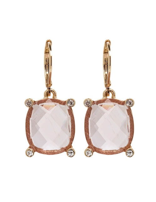 Aretes huggies rectangulares Gemstone Glow con acabado lustre cristal 1