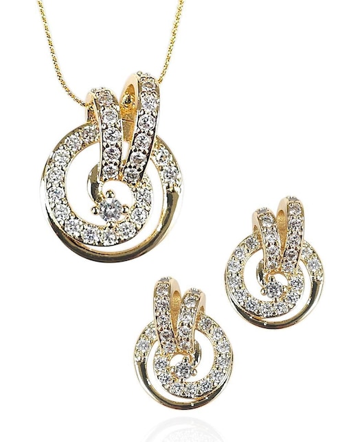 Aretes y collar 18 k zirconia