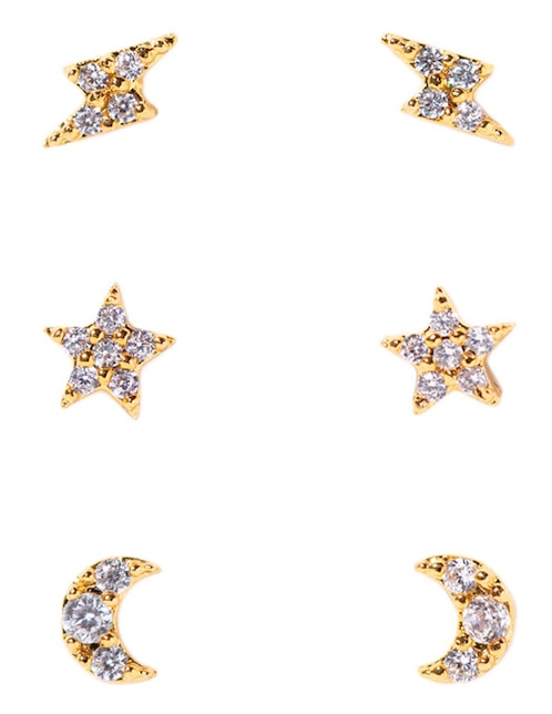 Set de aretes Galaxy 18 K con acabado chapa de oro zirconia cúbica 1