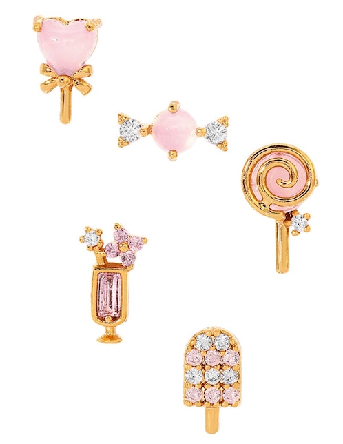 Set de aretes Food 18 K con acabado chapa de oro zirconia cúbica 1