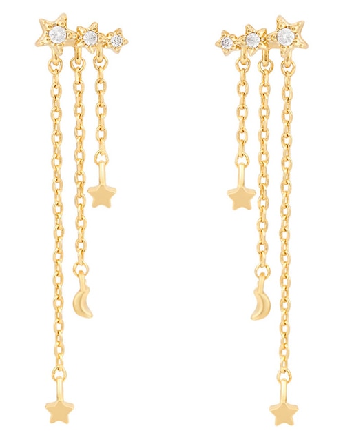 Aretes largos 18 k con acabado chapa de oro 1